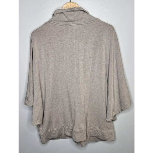 Tahari Womens Sweater Top XL Taupe Cowl Neck Fleece Stretch Batwing Soft Shirt - Picture 5 of 8